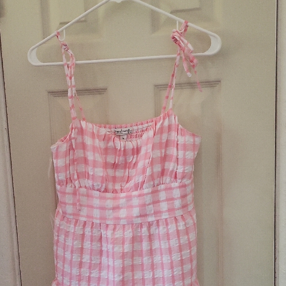 Xtraordinary Pink and White Textured Dress